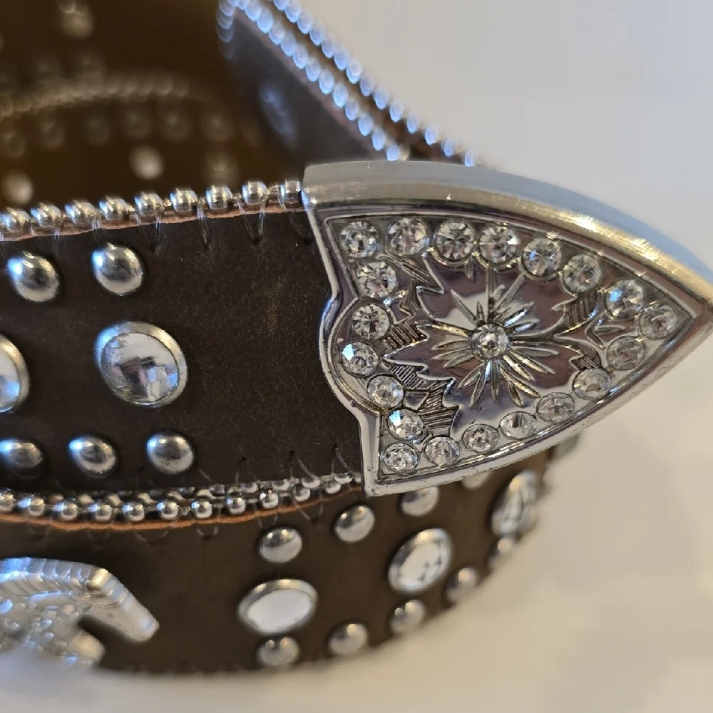 Nocona Brown Belt with Silver Horse Accents
